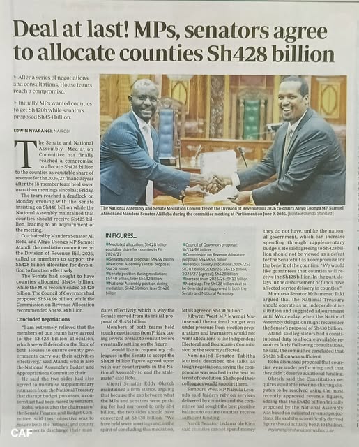 Counties Set to Receive KSh 428 billion Allocation in Major Devolution Milestone